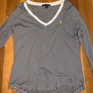 Long sleeve striped Ralph Lauren v-neck